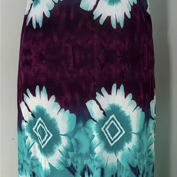 Summer Maxi Dress Bandeau Halter Top Multicoloured Stretch Green Purple L 10-12 - Picture 4 of 8